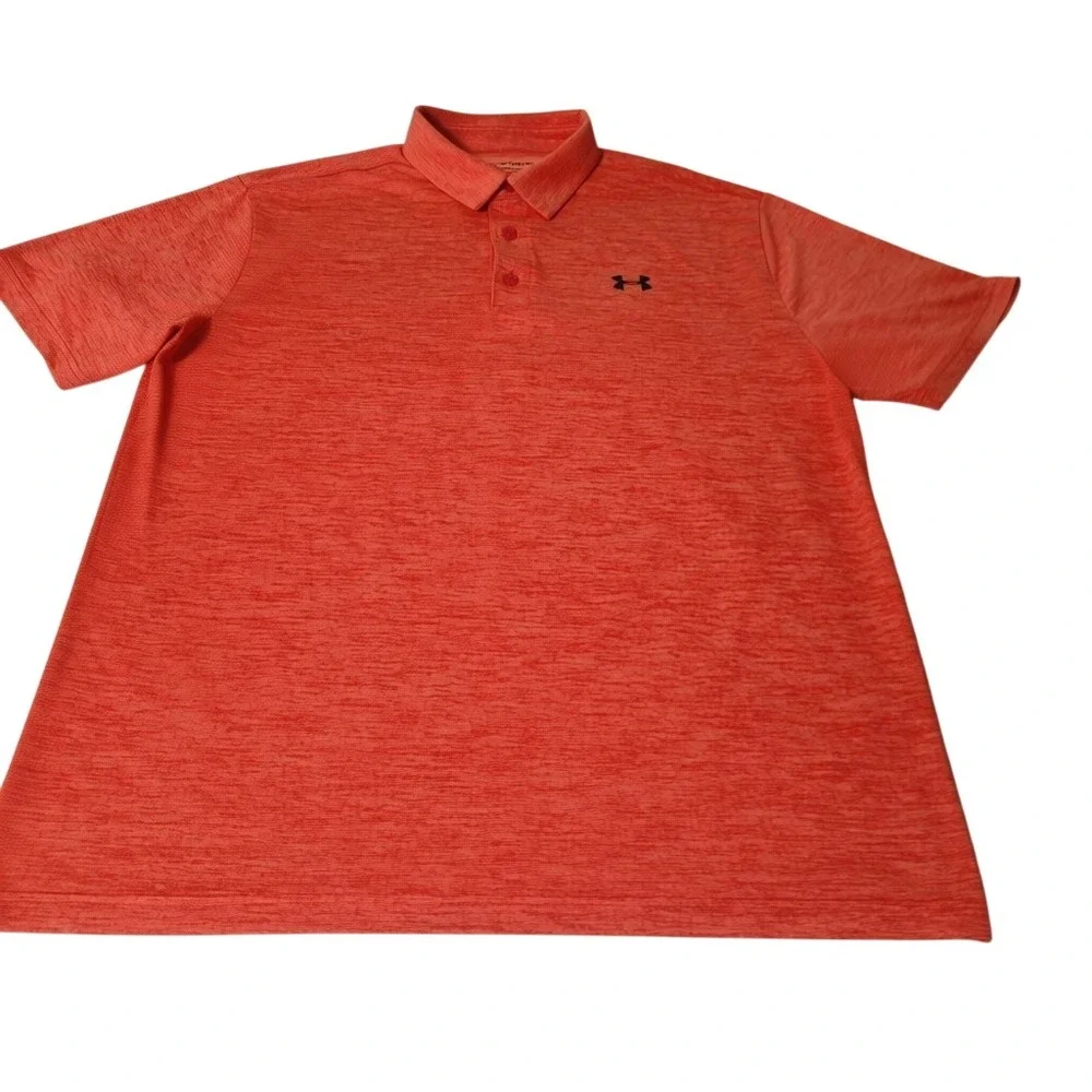 Under Armour Playoff Polo Shirt‎ Mens XL Orange Teal Striped HeatGear Lot 2pc